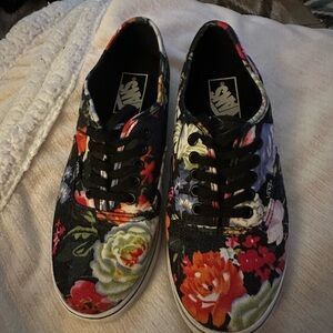 Vans Black Floral Sneakers